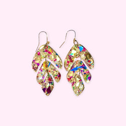 Leaf - large/ golden confetti