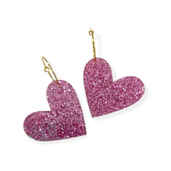 Sweet Hearts, LARGE - pink glitter