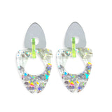 80s Glam - Silver/Neon Yellow/ Holo Flakes