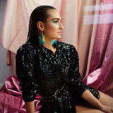 fortune model mint earring